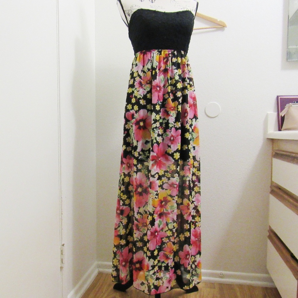 H&M STRAPLESS FLORAL MAXI DRESS - Picture 3 of 8